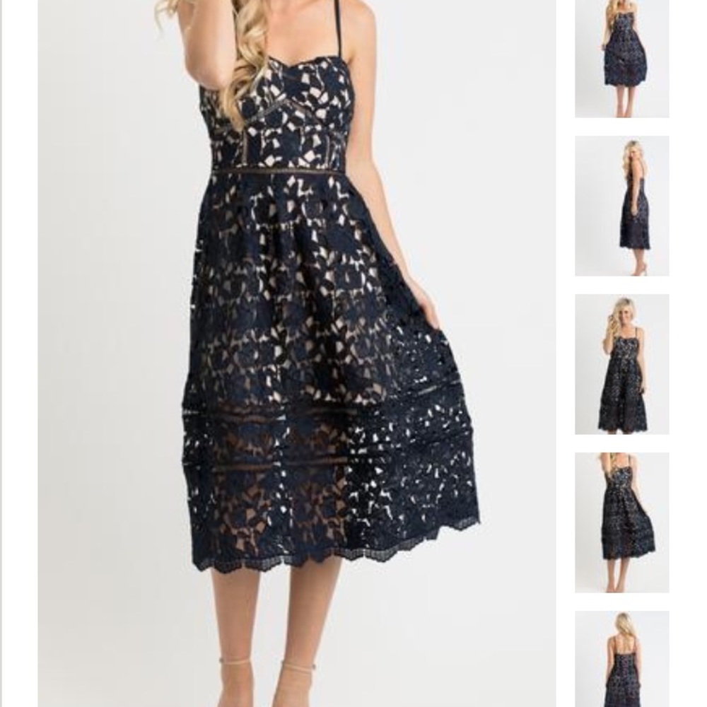 Chloe Navy Lace Midi Dress